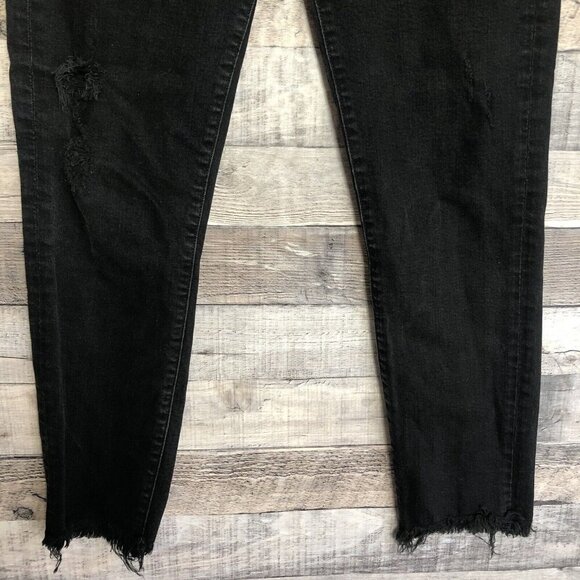 Agolde Feel Good Black Skinny Jeans Distressed Raw Hem Womens Size 28 - Picture 5 of 10